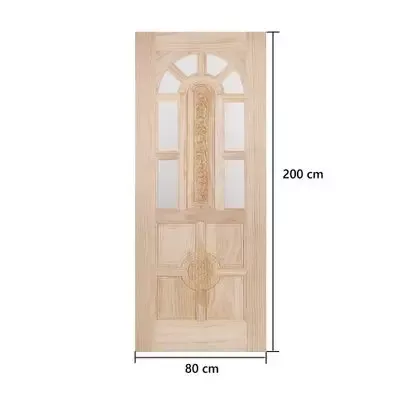 Дверь из новозеландской сосны с резьбой и стеклом, 80x200 см - 488 Dh LT_ADVGR_ALTPHOTO 1