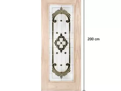 Дверь из массива сосны с художественным стеклом, 80x200 см за 1 186Dh (ID:5)