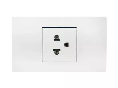 Розетка с заземлением, одинарная, серебристая, 1 шт. за 20Dh (ID:12)