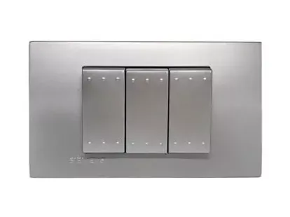 Переключатель одноклавишный, 3 модуля, серебристый, 1 шт. за 26Dh (ID:13)