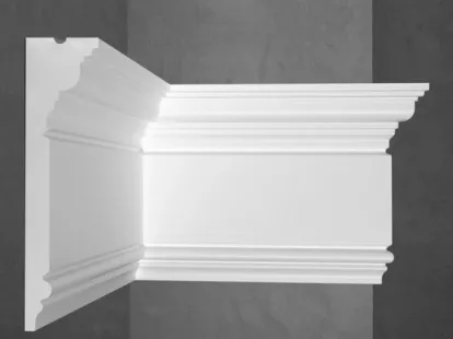 Плинтус потолочный гладкий, 2000x150x38 мм, белый под покраску за 106Dh (ID:60)