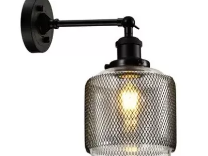 Настенный светильник со стеклянным плафоном и металлической сеткой за 127Dh (ID:101)